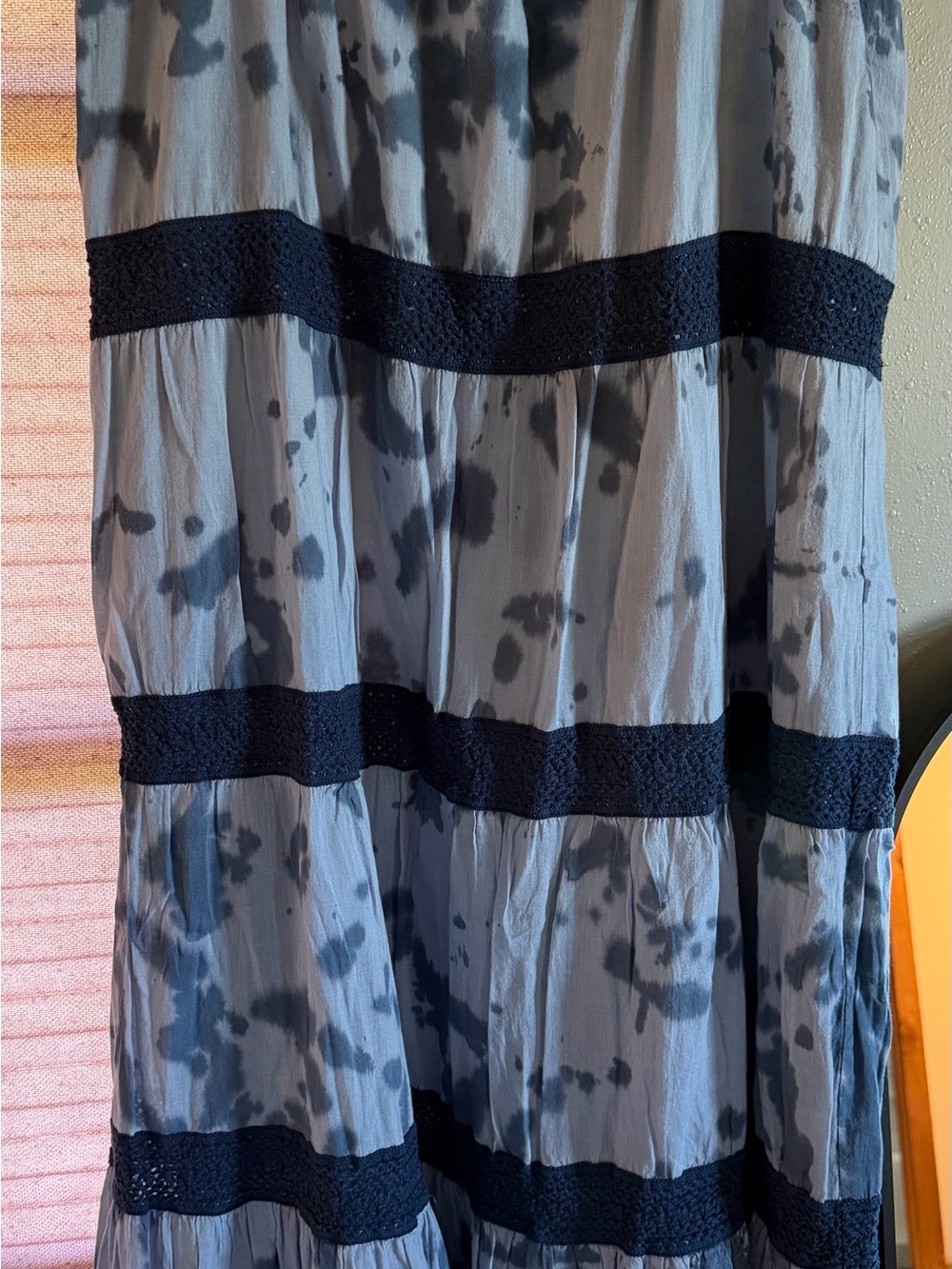 Women's Tiered Maxi Skirt in Blue and light blue
